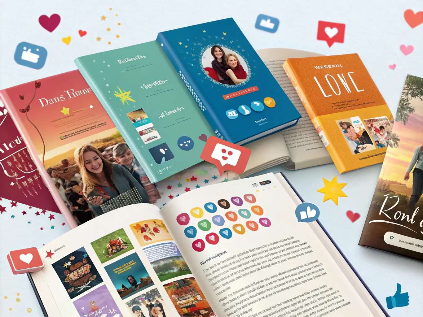 A collage of book covers and related images, arranged to represent the visual association skills tested in the image selection questions.